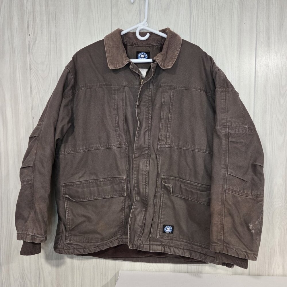 Vtg Polar King by Key Sherpa Lined Canvas Detroit Jacket Coat Mens Sz XLARGE Reg